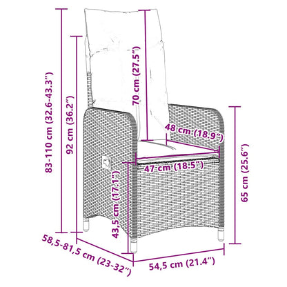 7-tlg. Garten-Bistro-Set mit Kissen Schwarz Poly Rattan
