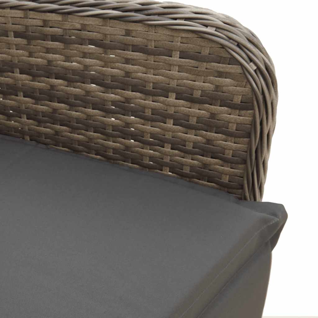 5-tlg. Garten-Bistro-Set mit Kissen Grau Poly Rattan