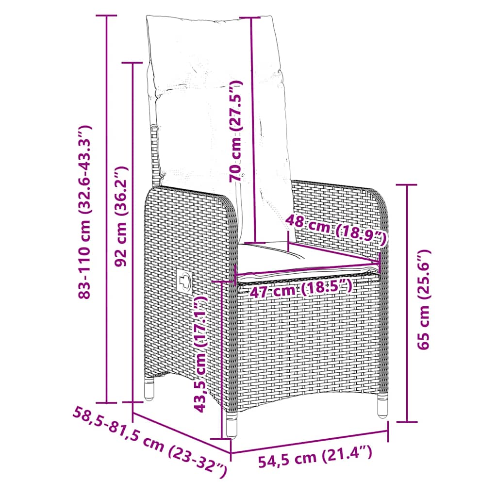 7-tlg. Garten-Bistro-Set mit Kissen Braun Poly Rattan