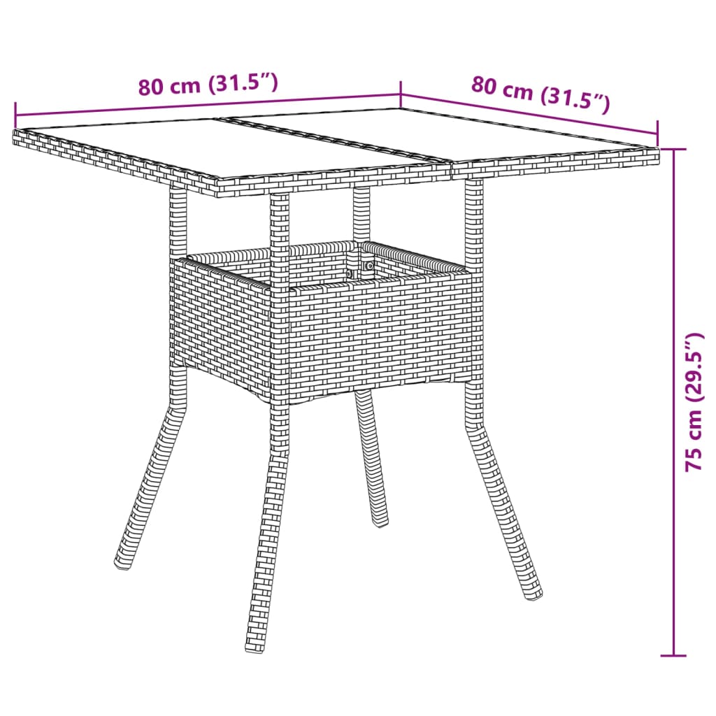 5-tlg. Garten-Essgruppe mit Kissen Grau Poly Rattan und Glas