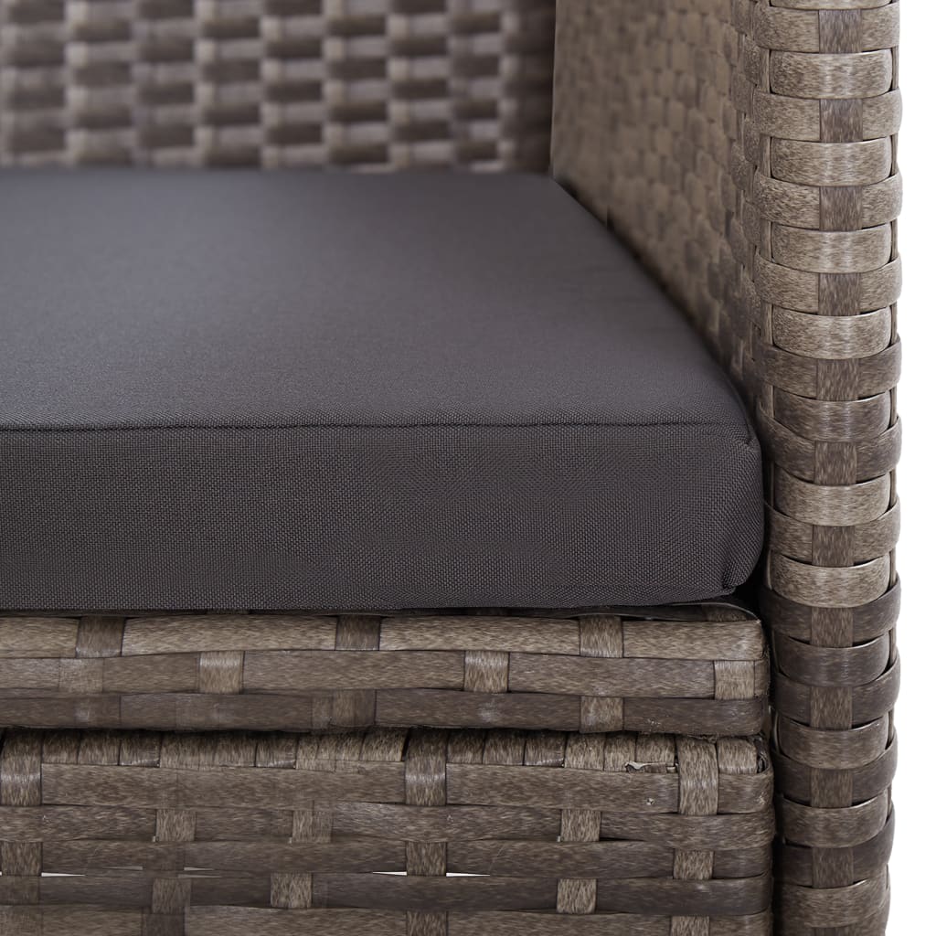 9-tlg. Garten-Essgruppe mit Kissen Grau Poly Rattan