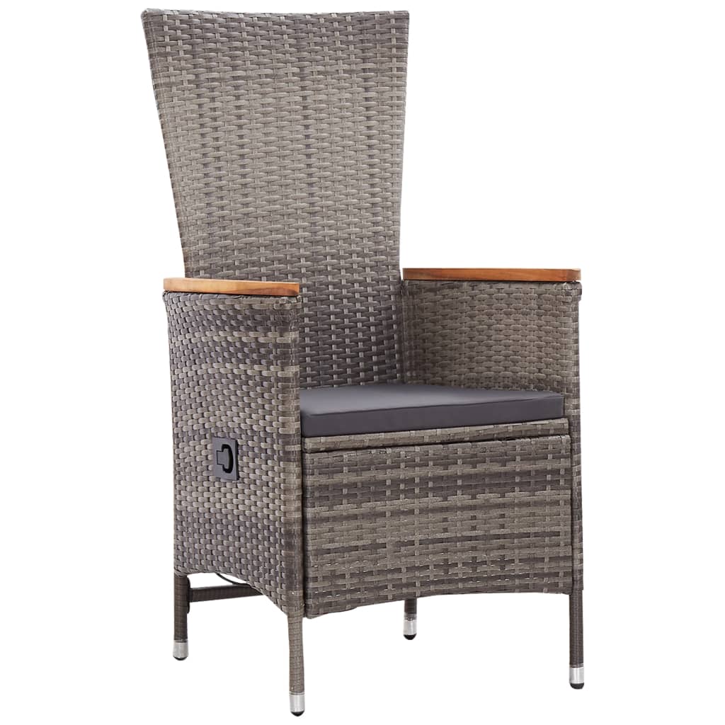11-tlg. Garten-Essgruppe mit Kissen Grau Poly Rattan