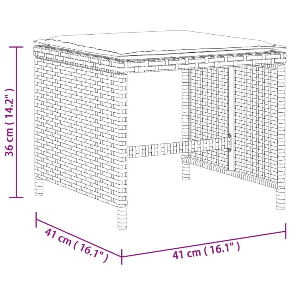 11-tlg. Garten-Essgruppe mit Kissen Grau Poly Rattan