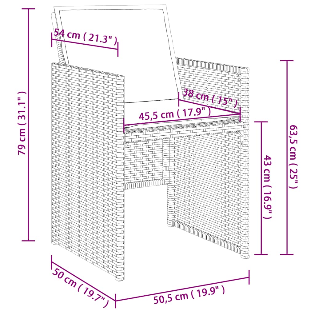 9-tlg. Garten-Essgruppe mit Kissen Beige Poly Rattan