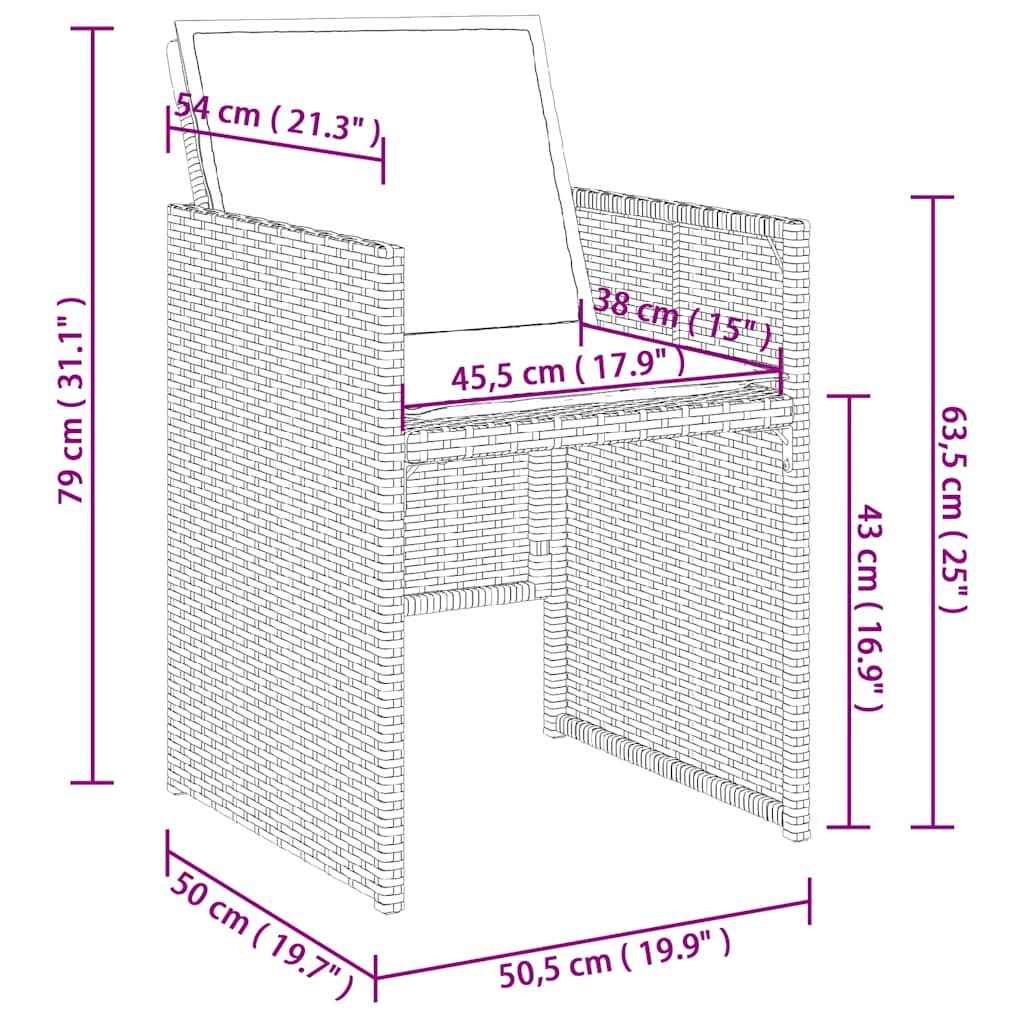 11-tlg. Garten-Essgruppe mit Kissen Schwarz Poly Rattan