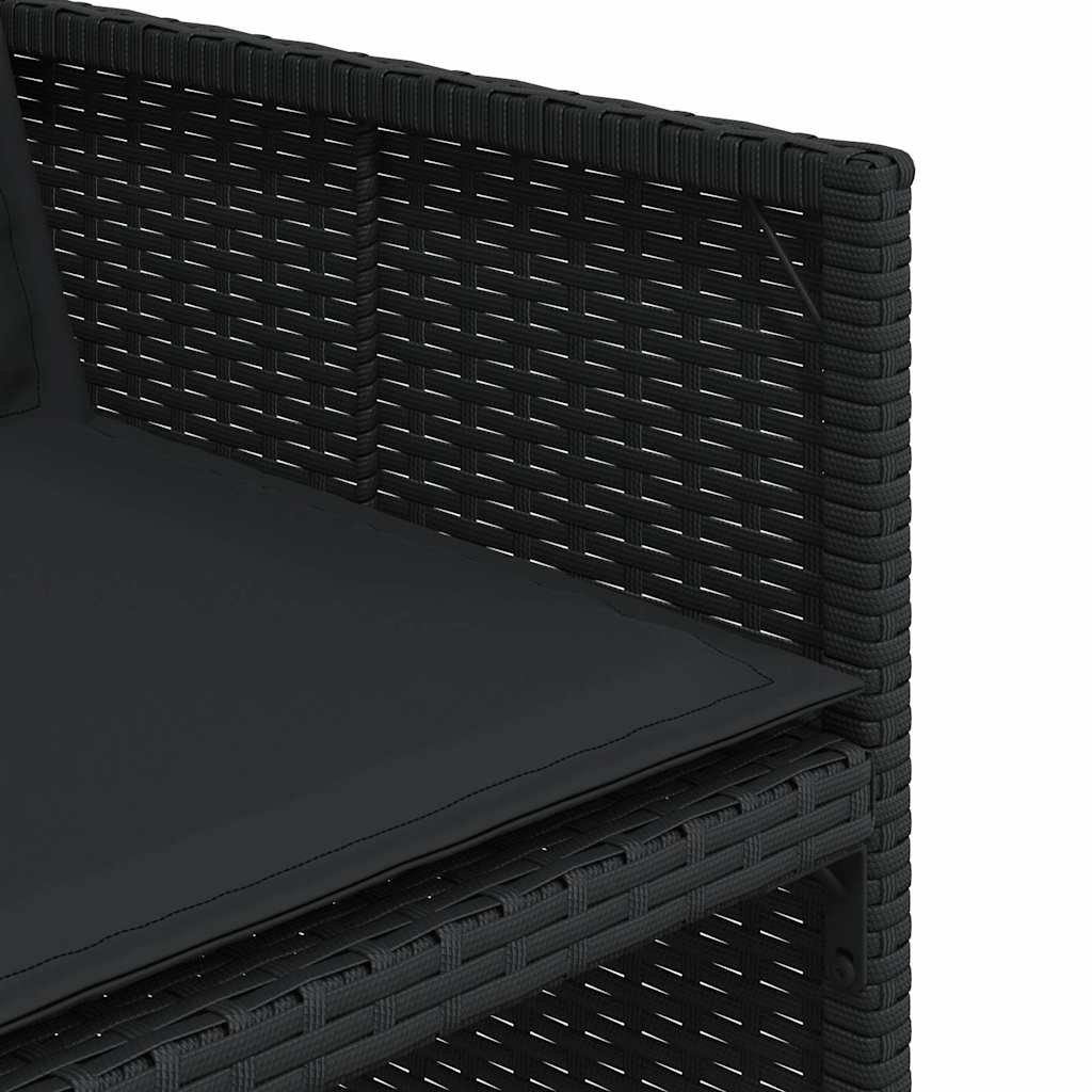 15-tlg. Garten-Essgruppe mit Kissen Schwarz Poly Rattan