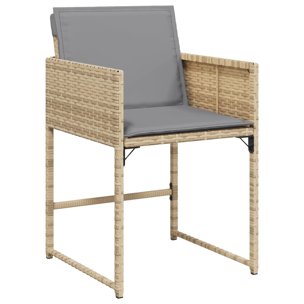 7-tlg. Garten-Essgruppe mit Kissen Beige-Mix Poly Rattan