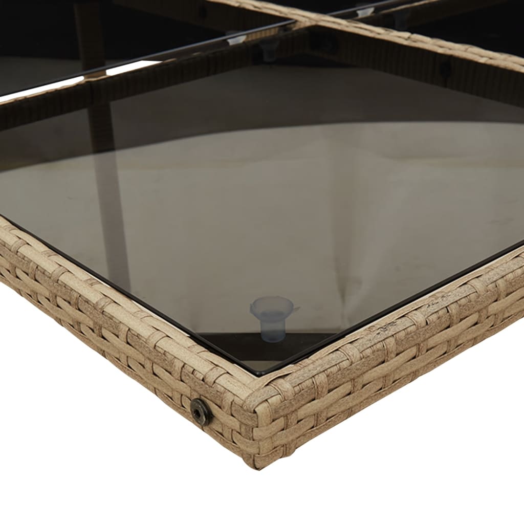7-tlg. Garten-Essgruppe mit Kissen Beige-Mix Poly Rattan