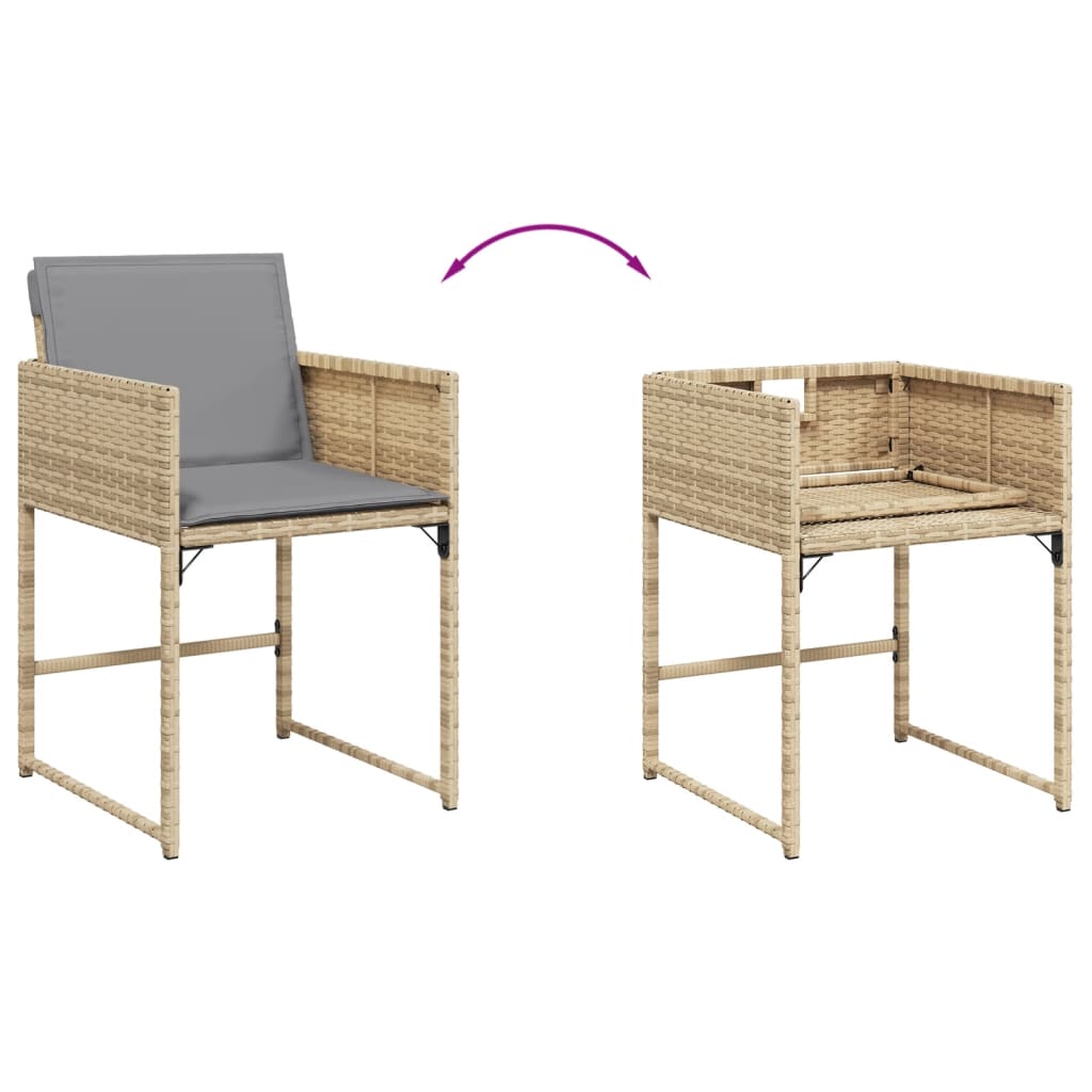 7-tlg. Garten-Essgruppe mit Kissen Beige-Mix Poly Rattan