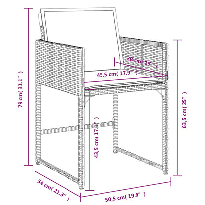 9-tlg. Garten-Essgruppe mit Kissen Braun Poly Rattan