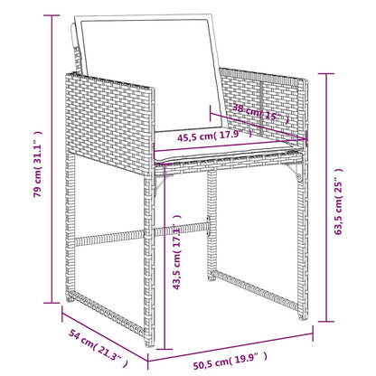 11-tlg. Garten-Essgruppe mit Kissen Grau Poly Rattan