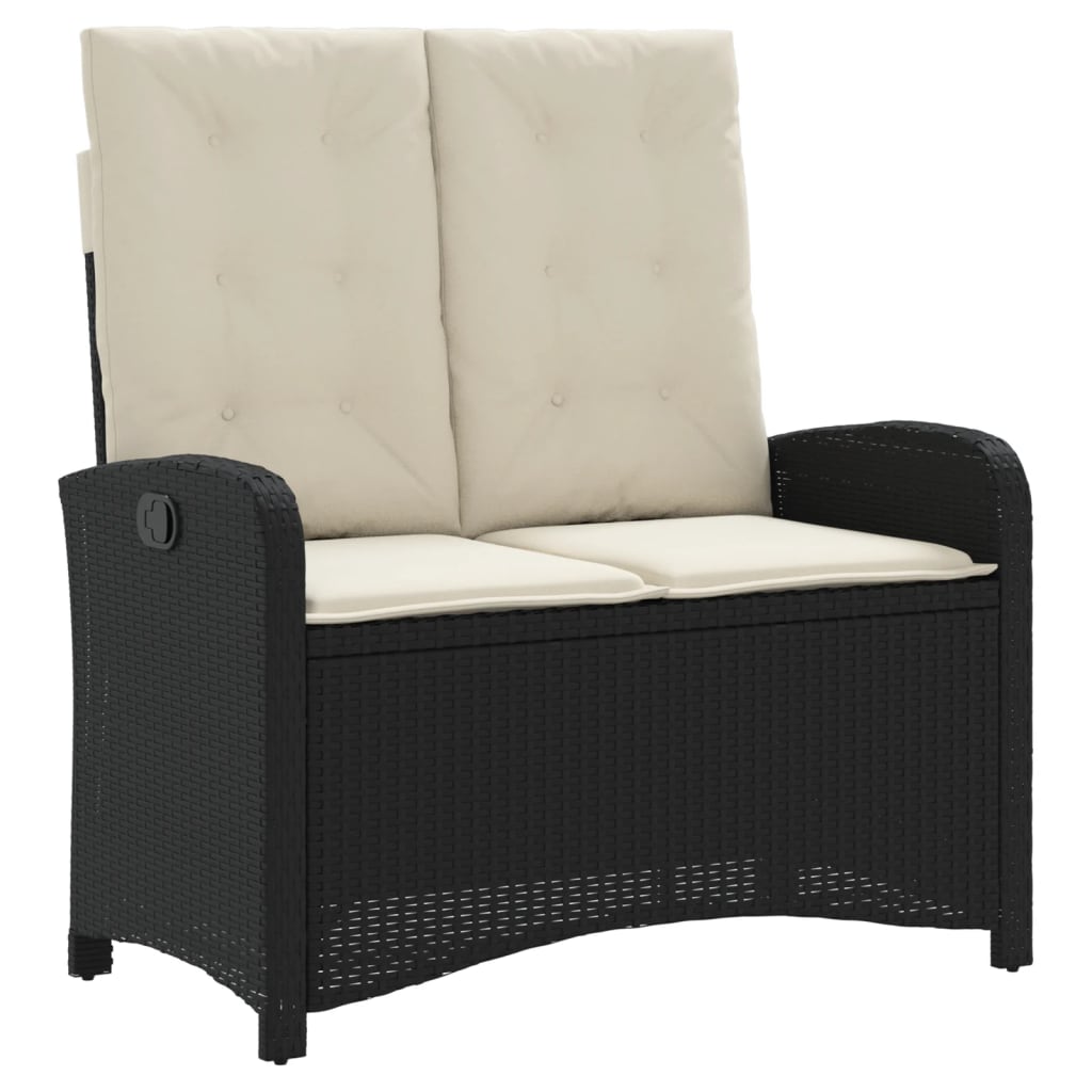 4-tlg. Garten-Essgruppe mit Kissen Schwarz Poly Rattan