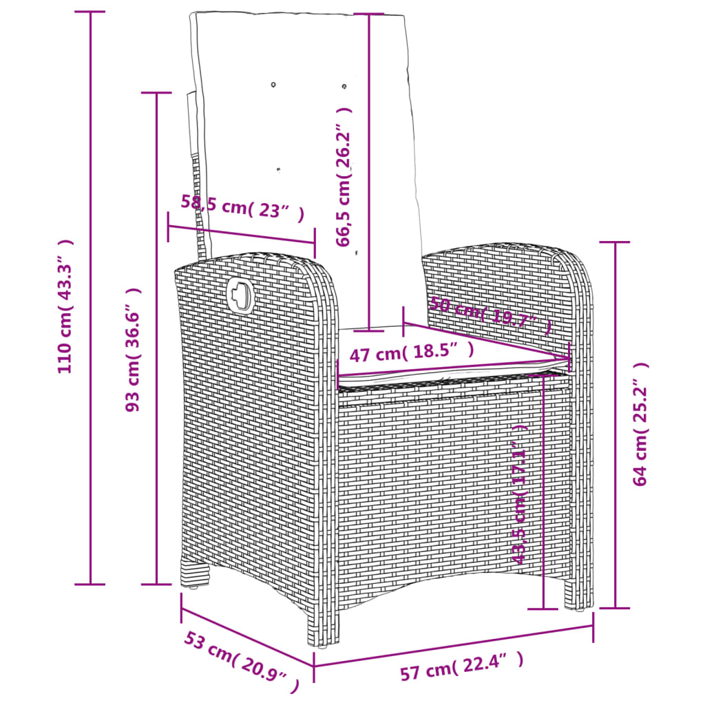 4-tlg. Garten-Essgruppe mit Kissen Grau Poly Rattan