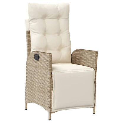 5-tlg. Garten-Essgruppe mit Kissen Beige Poly Rattan