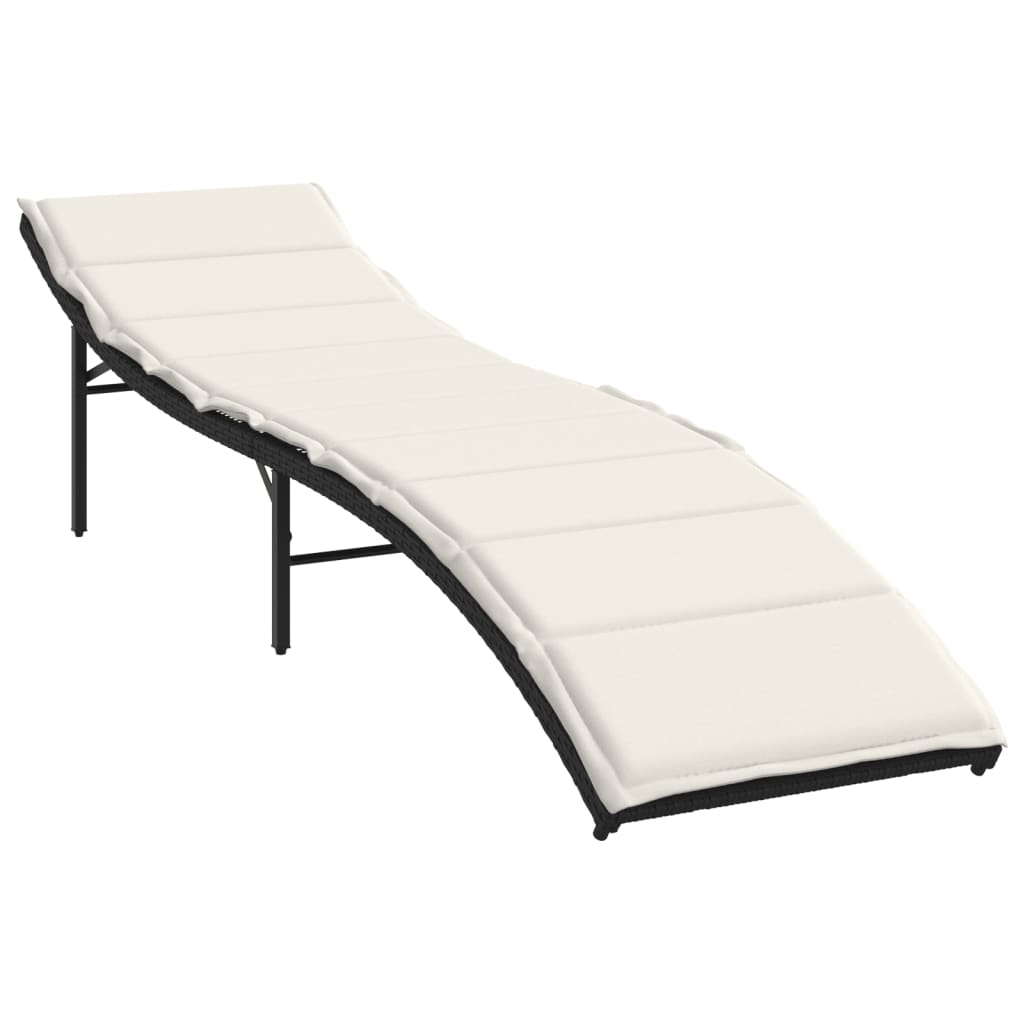 Sun loungers 2 pcs. with cushions black poly rattan