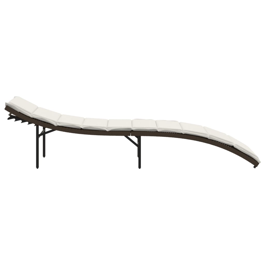 Chaises longues 2 pièces avec coussins en polyrotin marron