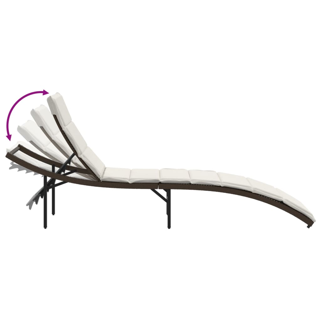 Chaises longues 2 pièces avec coussins en polyrotin marron