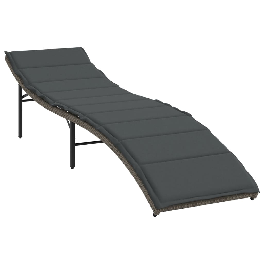 Chaises longues 2 pièces avec coussins en résine tressée grise