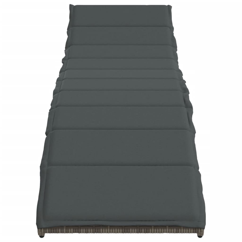 Chaises longues 2 pièces avec coussins en résine tressée grise