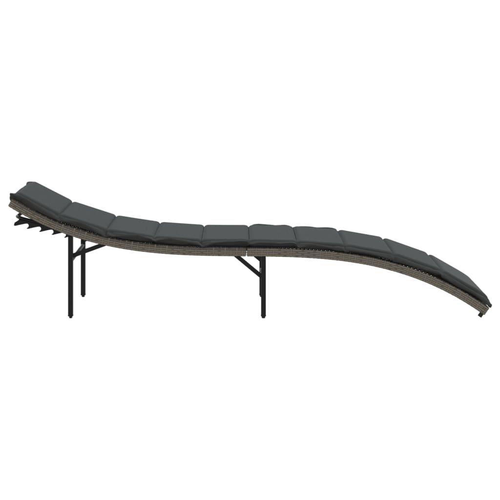 Chaises longues 2 pièces avec coussins en résine tressée grise
