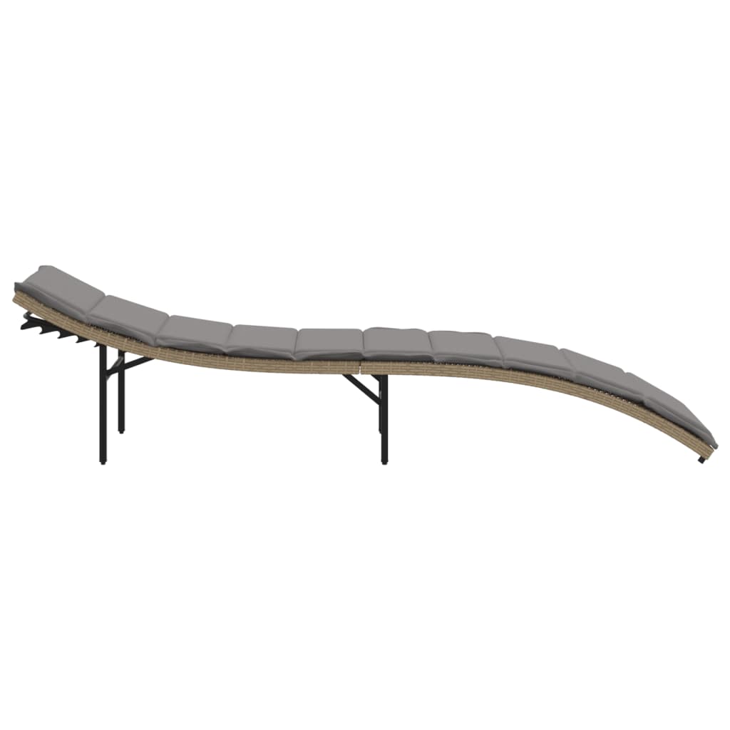 Chaises longues 2 pièces avec coussins en résine tressée beige