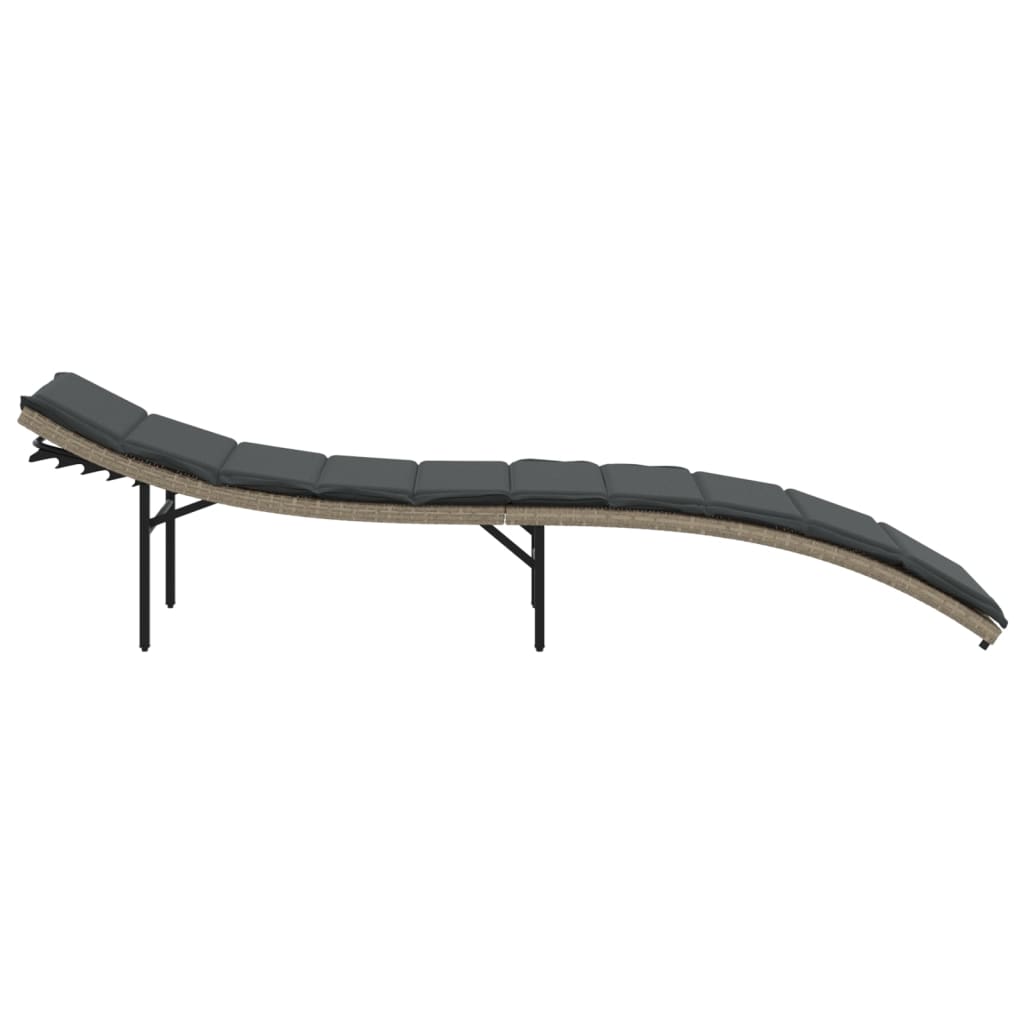 Sun loungers 2 pcs. with cushions light grey poly rattan