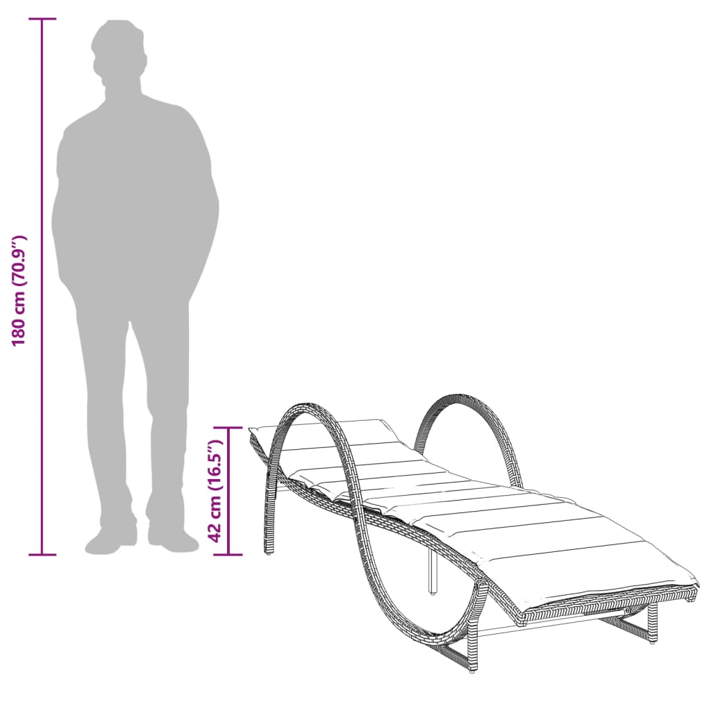 Chaises longues 2 pièces avec coussins en polyrotin noir