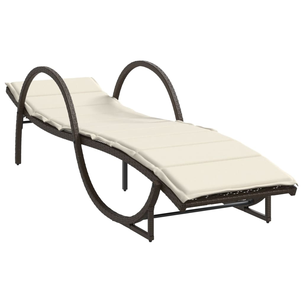 Chaises longues 2 pièces avec coussins en polyrotin marron