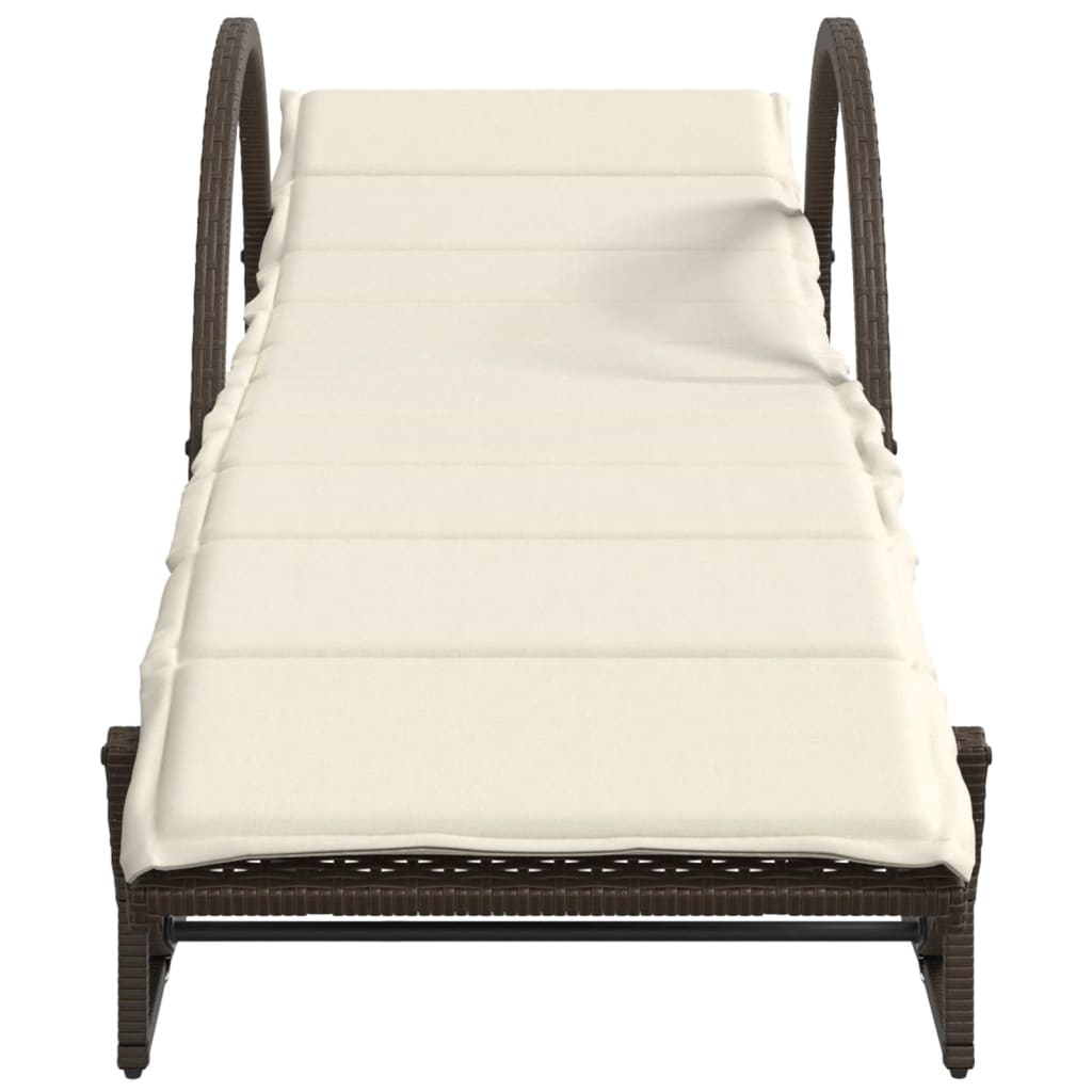 Chaises longues 2 pièces avec coussins en polyrotin marron