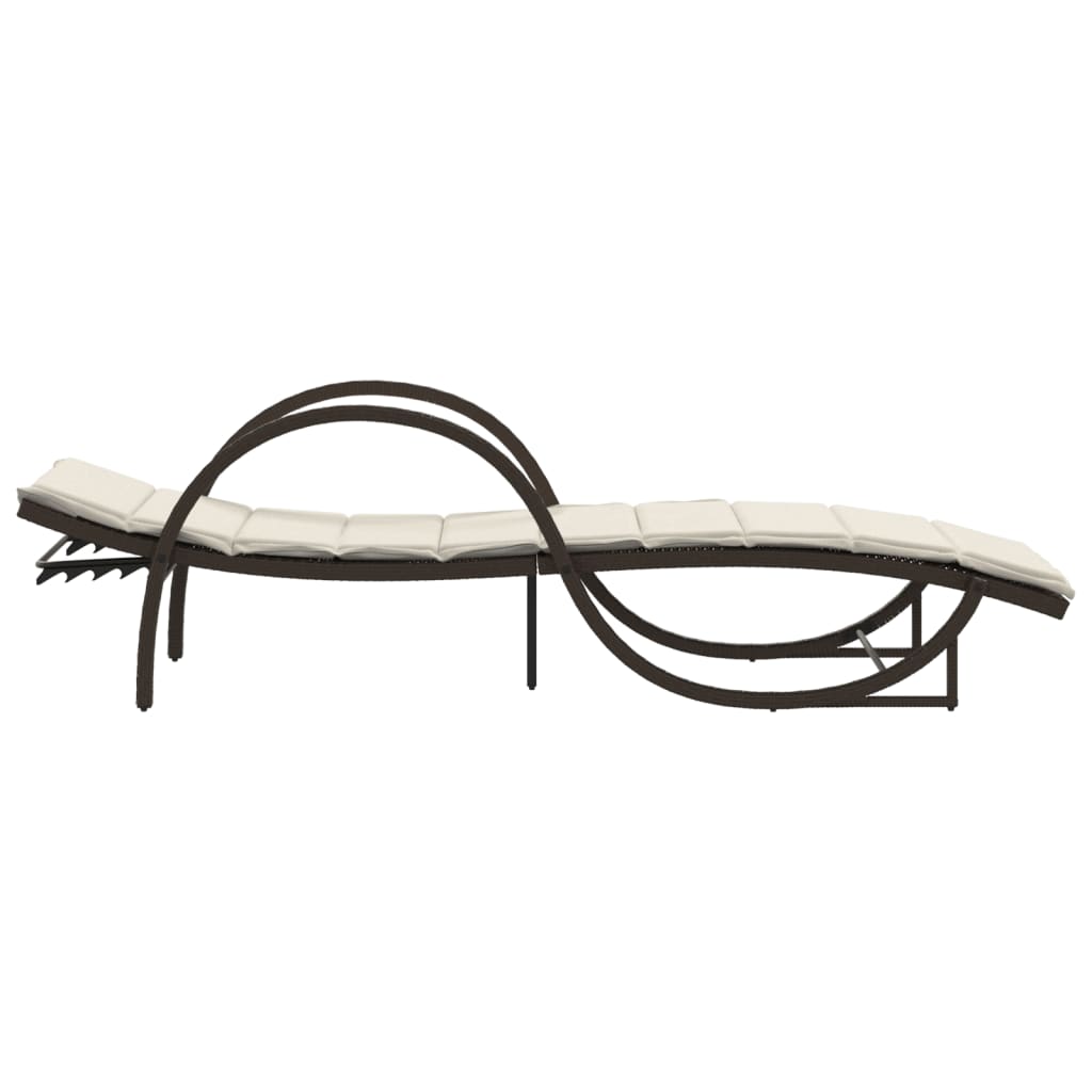 Chaises longues 2 pièces avec coussins en polyrotin marron