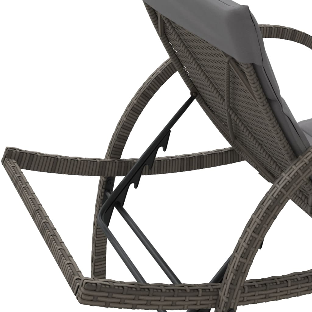 Chaises longues 2 pièces avec coussins en résine tressée grise