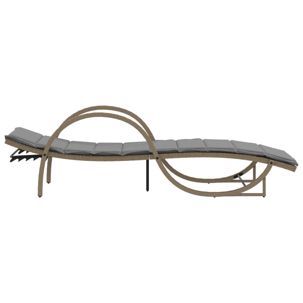 Chaises longues 2 pièces avec coussins en résine tressée beige