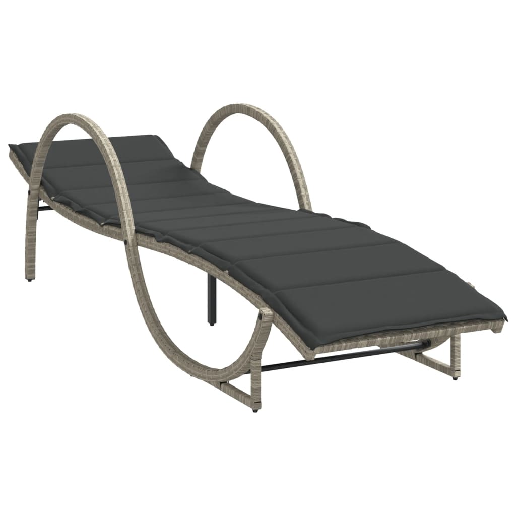 Chaises longues 2 pièces avec coussins en résine tressée gris clair