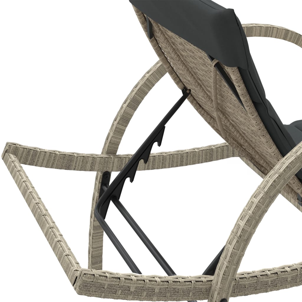 Chaises longues 2 pièces avec coussins en résine tressée gris clair
