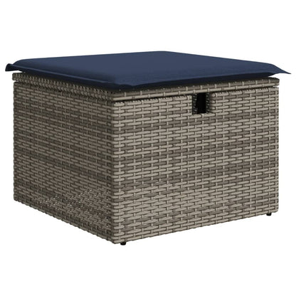 6-teiliges Gartensofa-Set mit Kissen, grau, Polyrattan