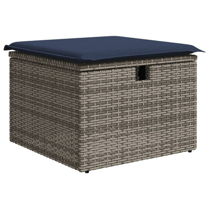 7-teiliges Gartensofa-Set mit Kissen, grau, Polyrattan