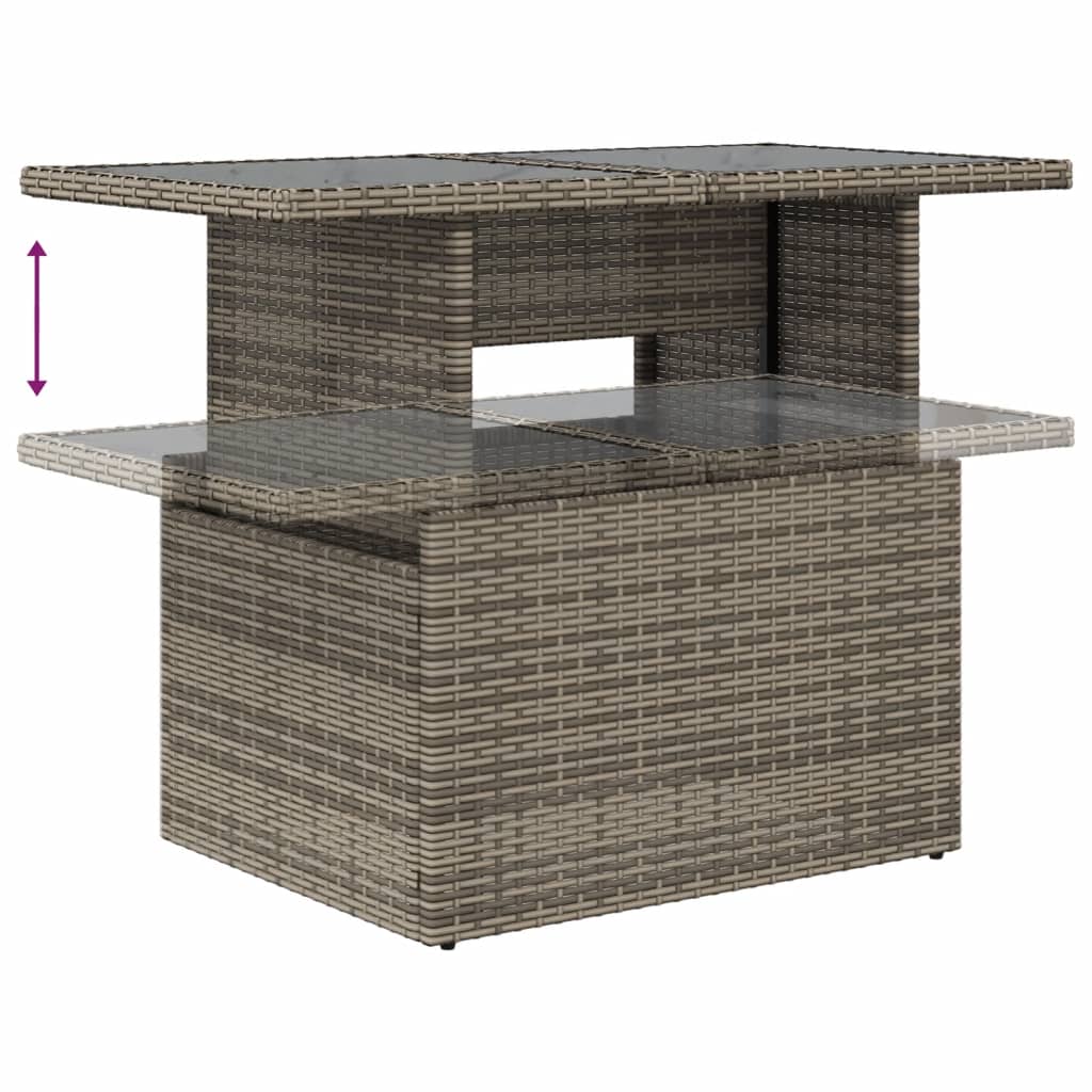9-teiliges Gartensofa-Set mit Kissen, grau, Polyrattan