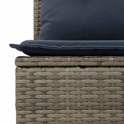 6-teiliges Gartensofa-Set mit Kissen, grau, Polyrattan