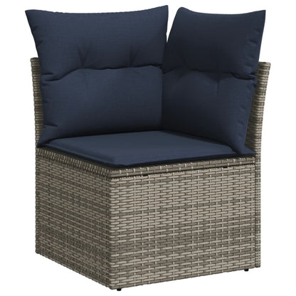 8-teiliges Gartensofa-Set mit Kissen, grau, Polyrattan