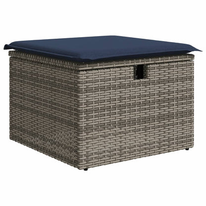 9-teiliges Gartensofa-Set mit Kissen, grau, Polyrattan