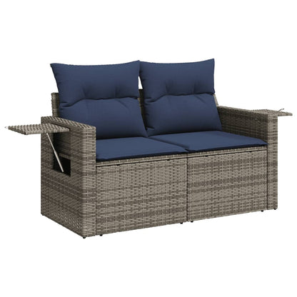 7-teiliges Gartensofa-Set mit Kissen, grau, Polyrattan