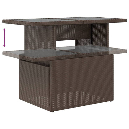 7-teiliges Gartensofa-Set mit Kissen, braun, Polyrattan