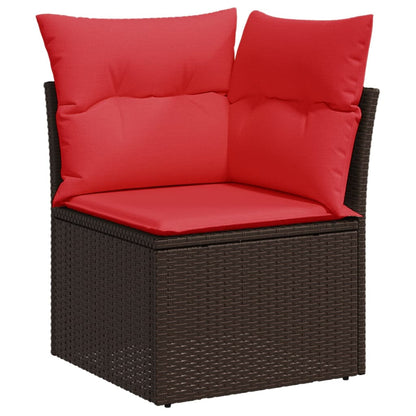 8-teiliges Gartensofa-Set mit Kissen, braun, Polyrattan