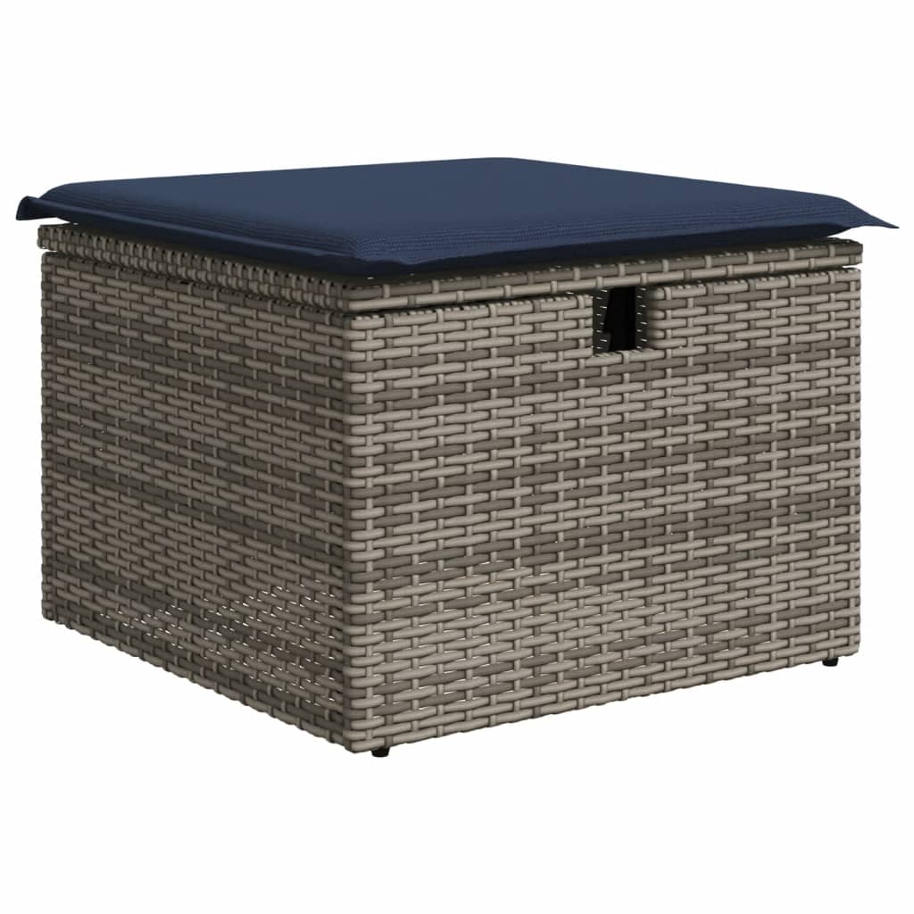 8-teiliges Gartensofa-Set mit Kissen, grau, Polyrattan