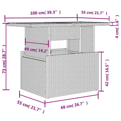 6-teiliges Gartensofa-Set mit Kissen, grau, Polyrattan