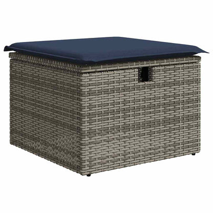 8-teiliges Gartensofa-Set mit Kissen, grau, Polyrattan