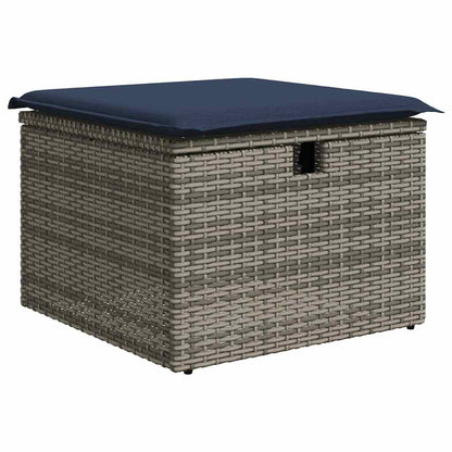 8-teiliges Gartensofa-Set mit Kissen, grau, Polyrattan