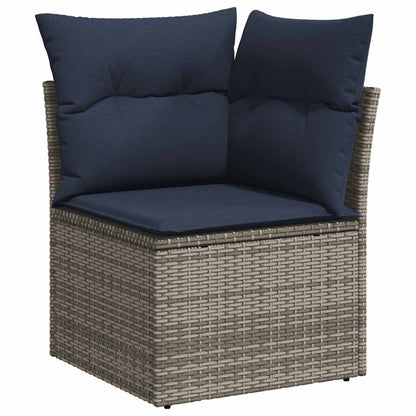 9-teiliges Gartensofa-Set mit Kissen, grau, Polyrattan