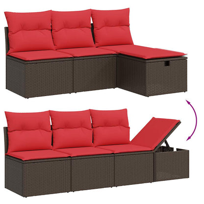 9-teiliges Gartensofa-Set mit Kissen, braun, Polyrattan