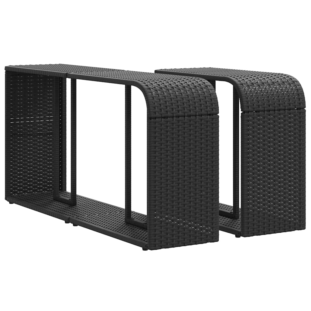 11-teiliges Gartensofa-Set mit Kissen, schwarzes Polyrattan